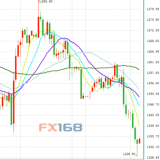 (现货黄金小时图，来源：FX168财经网)